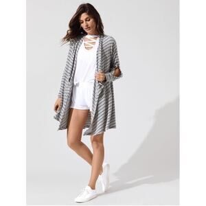 LNA Gray Blue Striped Brushed Divergence Striped Open Front Cardigan Size Medium